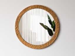 "Minimalist Round Oak Wood Wall Mirror - ""Ondo" - thumbnail 1