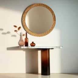 "Minimalist Round Oak Wood Wall Mirror - ""Ondo" - thumbnail 3