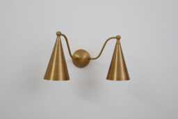 Double Sconce Raw Brass Cone Shape Mid Century Antique Finish - Bedroom Lights Vanity Lamps Wall Light Fixtures - thumbnail 1