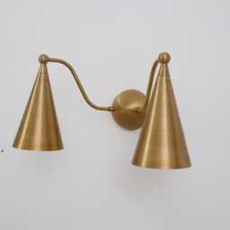 Double Sconce Raw Brass Cone Shape Mid Century Antique Finish - Bedroom Lights Vanity Lamps Wall Light Fixtures - thumbnail 2