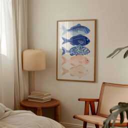 Colorful Fish Wall Art Print Modern Coastal Poster Nautical Sea Life Decor Ocean Animal Illustration Unframed Beach House Style - thumbnail 3