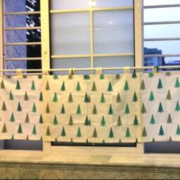 Cotton Linen Cafe Curtain Window Valance/Window Treatment Topper/Kitchen/Bathroom/Kids Nursery Living RoomForest Pine Tree, Free Gift - thumbnail 3