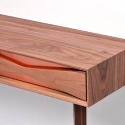 Handmade Walnut Console Hallway Table, Copper Drawer Fronts, Mid Century Modern - thumbnail 4