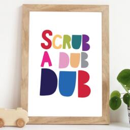 Scub A Dub Print, Kids Bathroom Prints, Sign, Wall Art, Pictures, Bathroom, Fun Signage, Home Decor - thumbnail 1