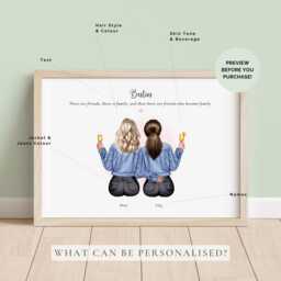 Personalised Best Friend Print - Custom Illustration, Friendship Gift - thumbnail 3