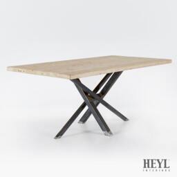 Industrial Rustic Reclaimed Wood - The New Hex Frame Plank Top Dining Table - thumbnail 2