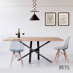 Industrial Rustic Reclaimed Wood - The New Hex Frame Plank Top Dining Table