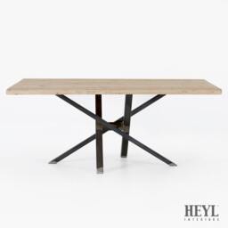 Industrial Rustic Reclaimed Wood - The New Hex Frame Plank Top Dining Table - thumbnail 3