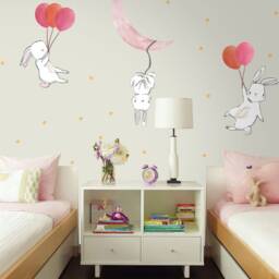 Kids Wall Decal - Cute Bunny Sticker With Colorful Balloons - thumbnail 3