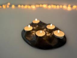 Handmade Black Ceramic Tea Light Holder, Us Duties Included - thumbnail 1