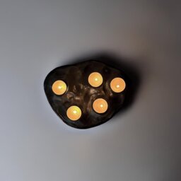 Handmade Black Ceramic Tea Light Holder, Us Duties Included - thumbnail 3