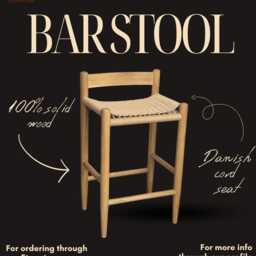 Oak Bar/Counter Stool With Woven Cord Seat - thumbnail 4
