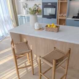 Oak Bar/Counter Stool With Woven Cord Seat - thumbnail 2