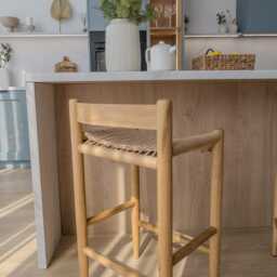 Oak Bar/Counter Stool With Woven Cord Seat - thumbnail 3