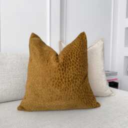 Embossed Chenille Golden Amber Lumbar Pillow Cover Rust Cover, - All Sizes - thumbnail 3