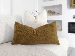 Embossed Chenille Golden Amber Lumbar Pillow Cover Rust Cover, - All Sizes - thumbnail 1