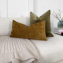 Embossed Chenille Golden Amber Lumbar Pillow Cover Rust Cover, - All Sizes - thumbnail 2