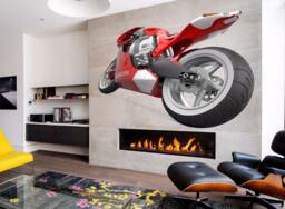 Bike Full Color Decal, Chopper Color Sticker, Crotch Rocket Wall Art Cn 008