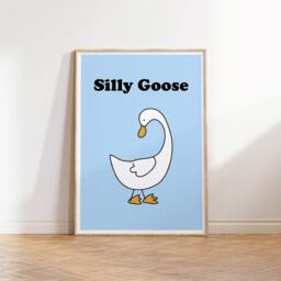 Silly Goose Print, Minimalist Wall Art, Cute Cartoon Animal Illustration For Home Office, Bathroom Kitchen & Bedroom Duck Modern Poster 2324 - thumbnail 3