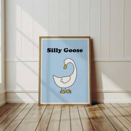 Silly Goose Print, Minimalist Wall Art, Cute Cartoon Animal Illustration For Home Office, Bathroom Kitchen & Bedroom Duck Modern Poster 2324 - thumbnail 2