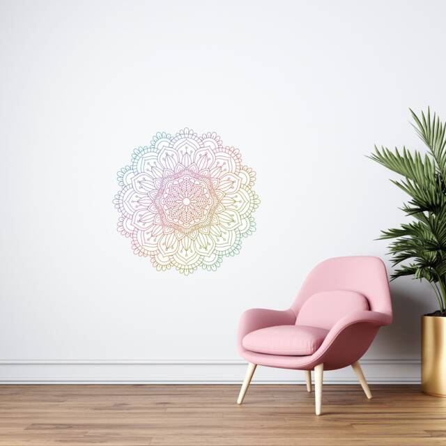 Rainbow Mandala Wall Decal , Decoration Boho Art Gift For Her - Thevinylcreations - image 1