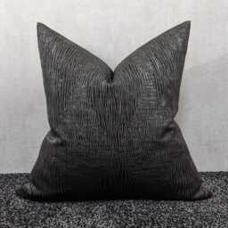 Luxury Black Textured Satin Cushion Cover - Modern Crinkle Design Throw Pillow Dark Charcoal Decorative