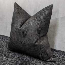 Luxury Black Textured Satin Cushion Cover - Modern Crinkle Design Throw Pillow Dark Charcoal Decorative - thumbnail 3