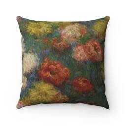 Chrysanthemums, Spun Polyester Square Pillow, Vintage, Antique Painting, Claude Monet, Circa 1880 - thumbnail 2