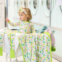 Bamboo Shamrocks & Rainbows 50x50 Double Sided Blanket, Rainbow Baby, Baby Toddler Adult Shamrock Blanket - thumbnail 3