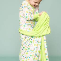 Bamboo Shamrocks & Rainbows 50x50 Double Sided Blanket, Rainbow Baby, Baby Toddler Adult Shamrock Blanket - thumbnail 2