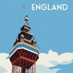 Blackpool Print - England Travel Poster Tower Seaside Art - thumbnail 3