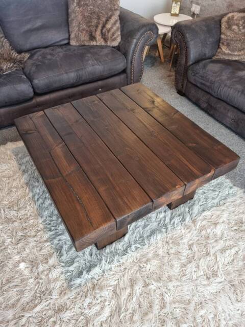 Rustic Handmade Solid Wood Sleeper Coffee Table Xtra Large Wide 1M X - image 1
