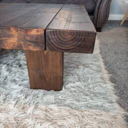 Rustic Handmade Solid Wood Sleeper Coffee Table Xtra Large Wide 1M X - thumbnail 2