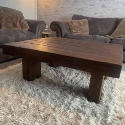 Rustic Handmade Solid Wood Sleeper Coffee Table Xtra Large Wide 1M X - thumbnail 3