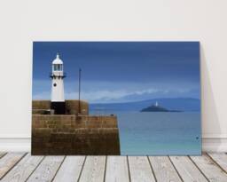 st Ives Lighthouse Framed Print Cornwall Coastal Wall Art UK Seaside Landscape Picture Gift Nautical Decor - thumbnail 1
