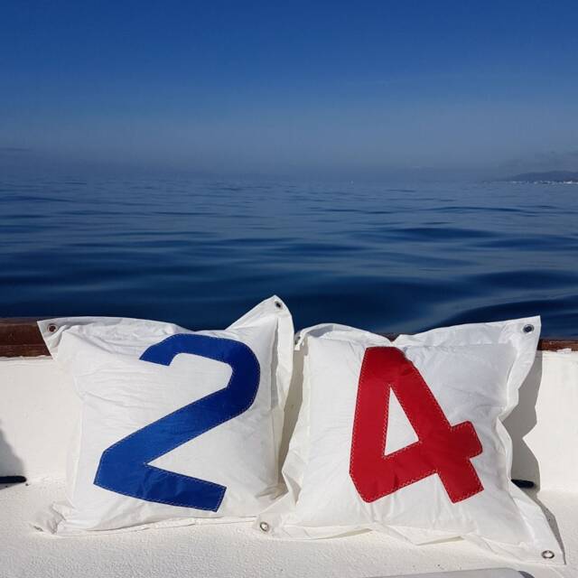 Sail Pillow, Insignia Cover Sailcloth Boat Cushion, Number Gift For Sailors - image 1
