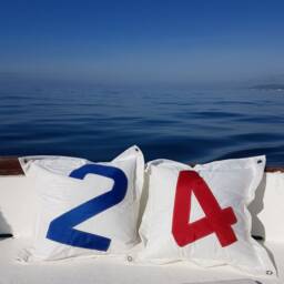 Sail Pillow, Insignia Cover Sailcloth Boat Cushion, Number Gift For Sailors - thumbnail 1