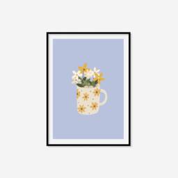 Cute Flowers in Mug Print - Houseplant Print, Plant Art, Colourful Boho Lover Gift, Living Room Prints, Bedroom Art - thumbnail 2