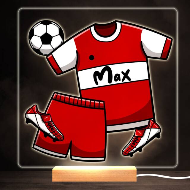 Red Football Kit Colourful Square Personalised Gift Led Lamp Night Light - Bedroom - image 1