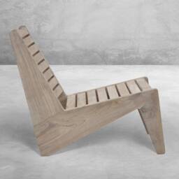 Handmade Pierre Jeanneret Inspired Slatted Kangaroo Chair For Outdoor Decor - thumbnail 3
