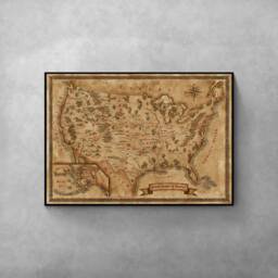 Fantasy Usa Map Vintage Style United States Art Print - thumbnail 4