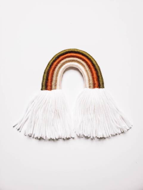 Small Fall & Warm Colors Rainbow Fiber Wall Hanging/Beautiful Yarn Sculpture Perfect For Nursery - image 1