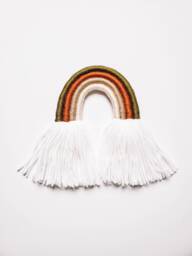 Small Fall & Warm Colors Rainbow Fiber Wall Hanging/Beautiful Yarn Sculpture Perfect For Nursery - thumbnail 1