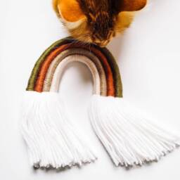 Small Fall & Warm Colors Rainbow Fiber Wall Hanging/Beautiful Yarn Sculpture Perfect For Nursery - thumbnail 2