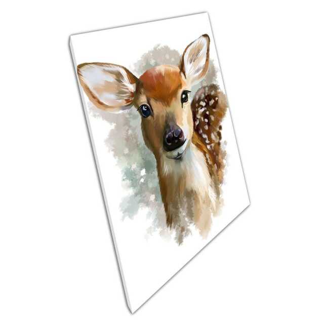Young Baby Deer Fawn Watercolour Canvas Print For Woodland Home Decor - image 1