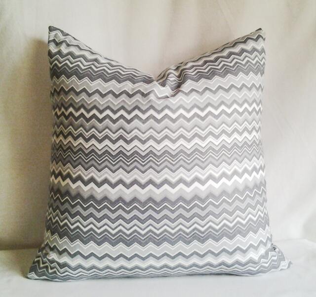 Grey Chevron Print Pillow Cover, 18x18 Decorative Pillow, Toss Home Decor, Summer, Spring Decor - image 1