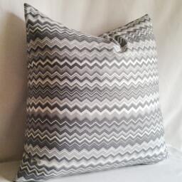 Grey Chevron Print Pillow Cover, 18x18 Decorative Pillow, Toss Home Decor, Summer, Spring Decor - thumbnail 2