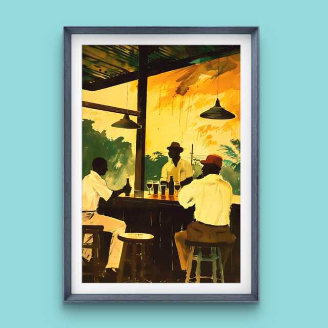 Haitian Art Print Modern Painting Black Man Tropical Caribbean Gift Cave - image 1