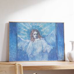 Van Gogh Angel Print, Wings Painting, Divine Figure Oil Blue Ethereal Canvas Decor, Classic Wall Art, Digital Artwork, Gift - thumbnail 3