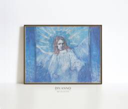 Van Gogh Angel Print, Wings Painting, Divine Figure Oil Blue Ethereal Canvas Decor, Classic Wall Art, Digital Artwork, Gift - thumbnail 1